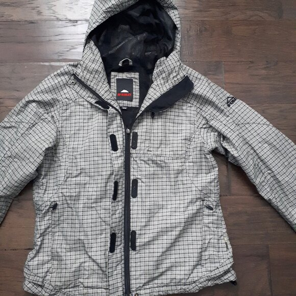 McKinley Aquamax Eon Black and Grey Plaid Print Nylon Jacket - Picture 3 of 16